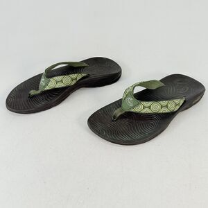 Chaco EcoTread Womens Geometric Green Slip On Thongs Flip Flop Sandals Size 6